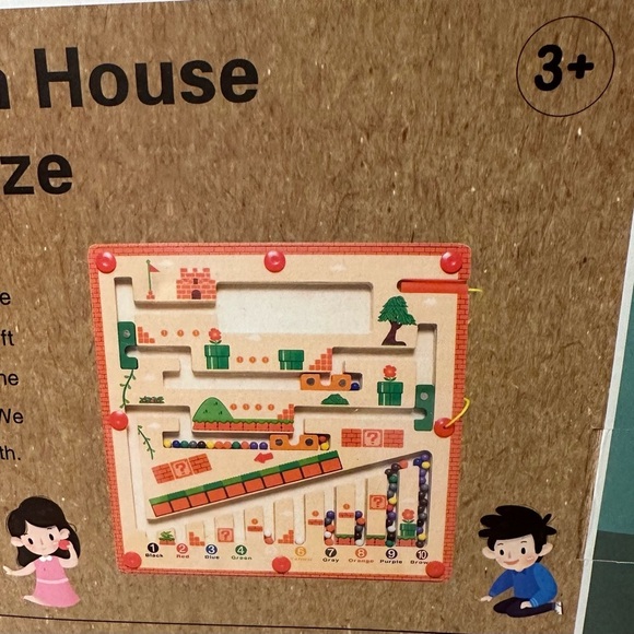 Mushroom House Digital Maze Wooden Toy Maze Theme Magnetic Game - Picture 3 of 3